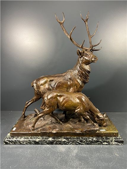 Cerf et biche by Charles Paillet