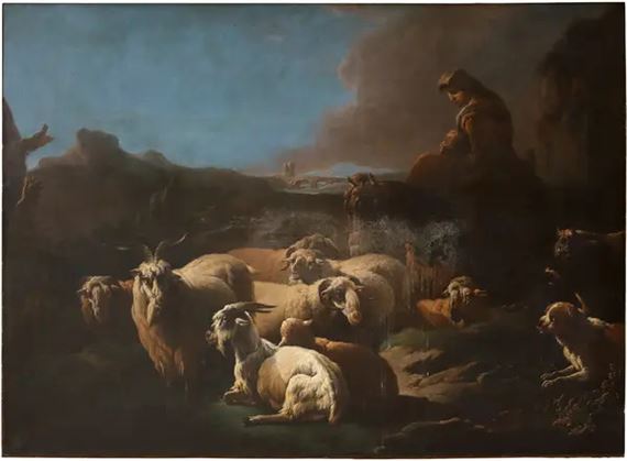 Philipp Peter Roos | Paesaggio con armenti e pastora con un bimbo in ...