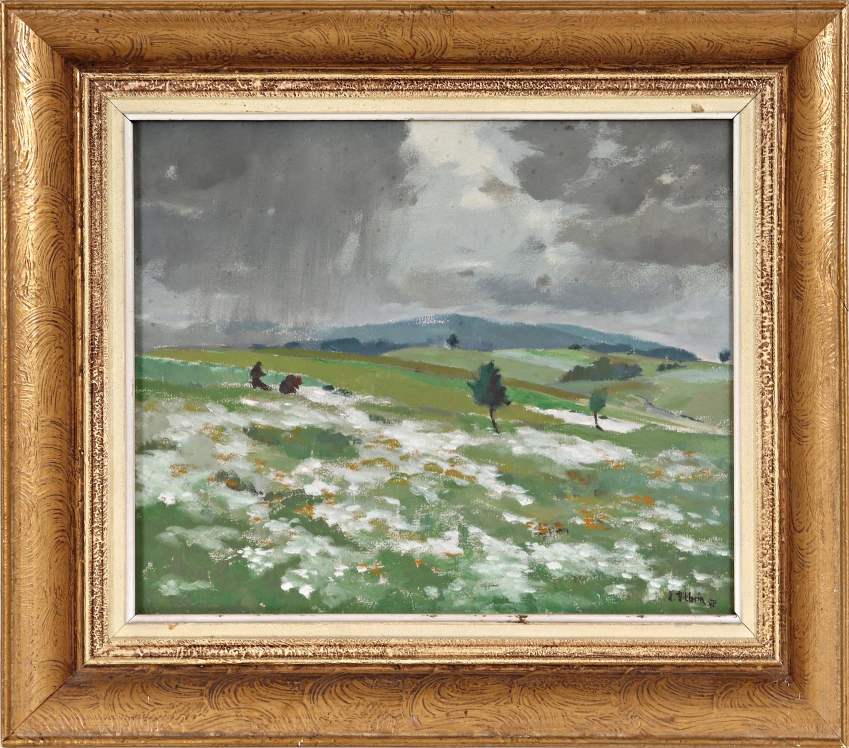 Artwork by Antonín Viktorín, První sníh, Made of oil on plywood