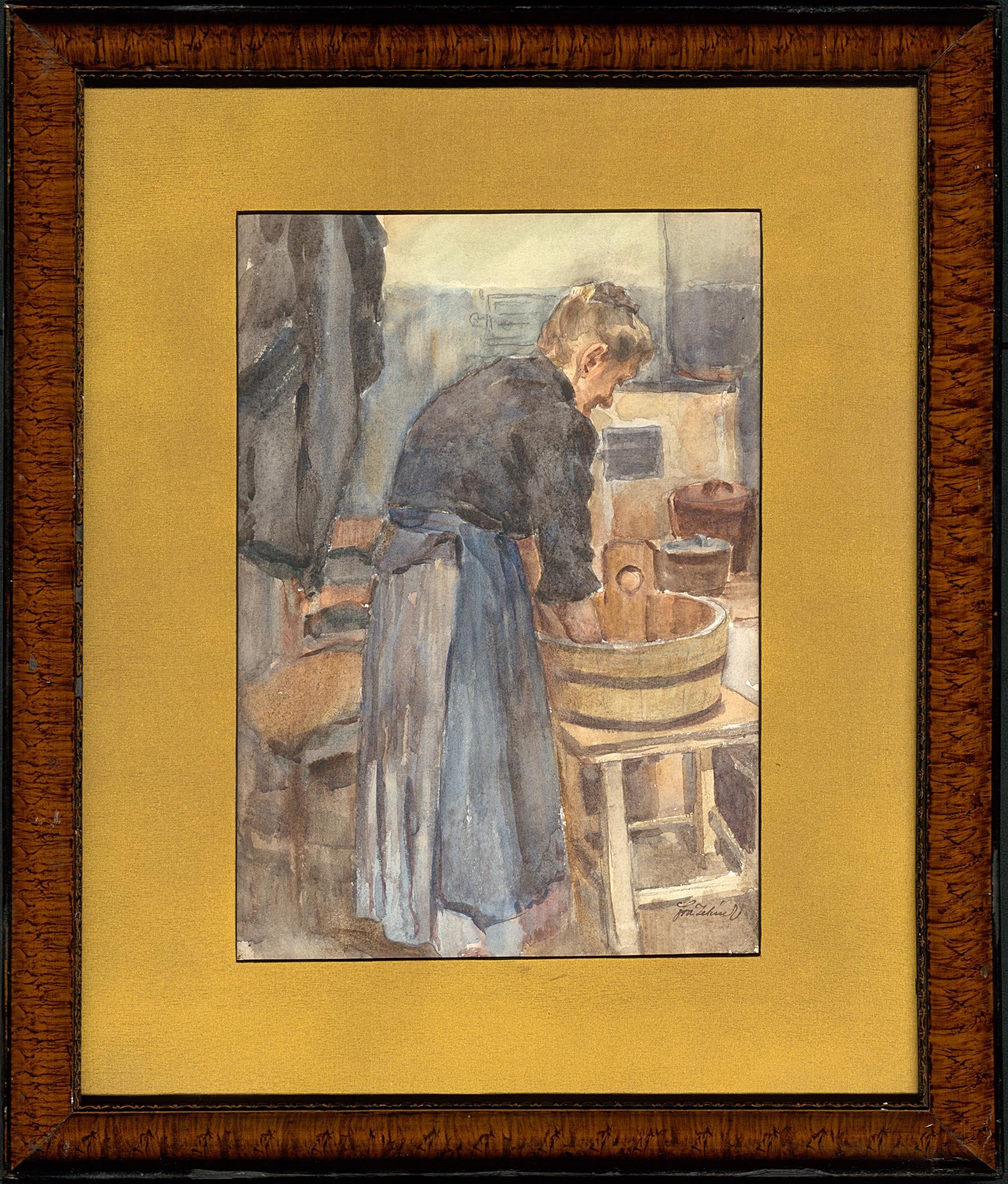 Artwork by František Antonín Jelínek, ena v domácnosti, Made of watercolor