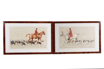 After Cecil Aldin: a pair of hunting scenes - Cecil Aldin