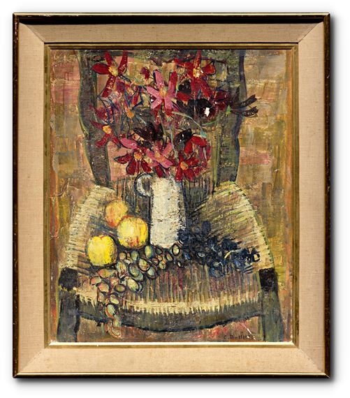 Zátiší s květinou a ovocem - César Bolletti