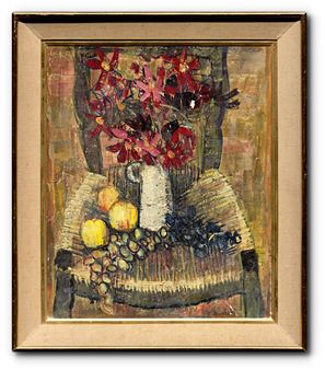 Zátiší s květinou a ovocem - César Bolletti