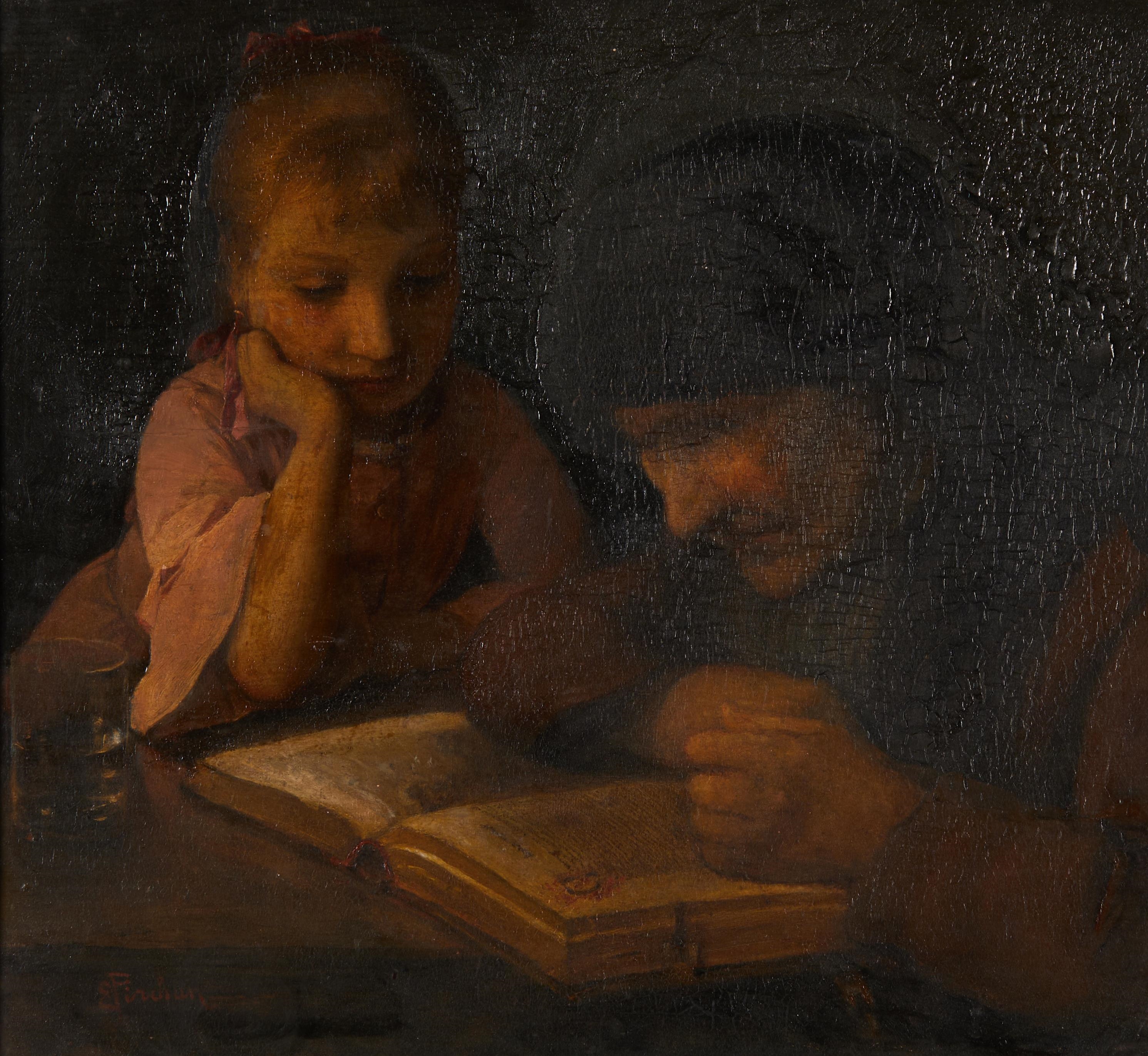 Artwork by Emil Pirchan the Elder, Die Lesestunde, Made of oil on wood