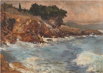 Italienische Küstenpartie - Alfred Edler von Pflügl