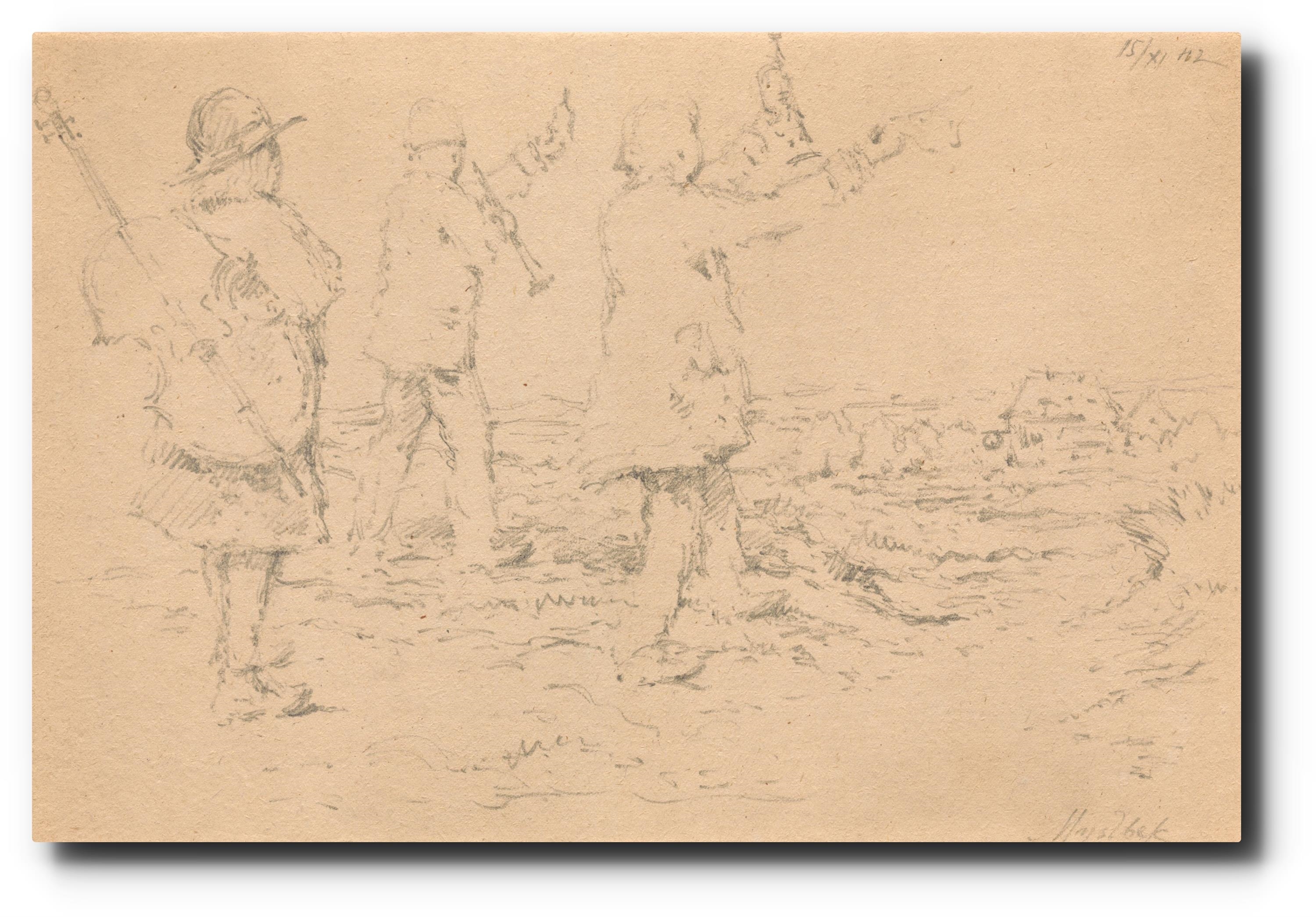 Artwork by Josef Václav Myslbek, Muzikanti, Made of drawing