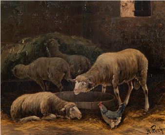 Schafe und ein Huhn - Alfred Prehn