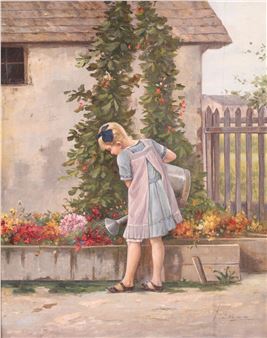 Mädchen mit Gießkanne - Josef Süss
