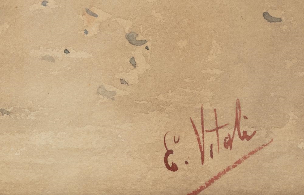 Artwork by Edouardo Vitali, Donna con Tammorra, Made of watercolor on paper laid on board