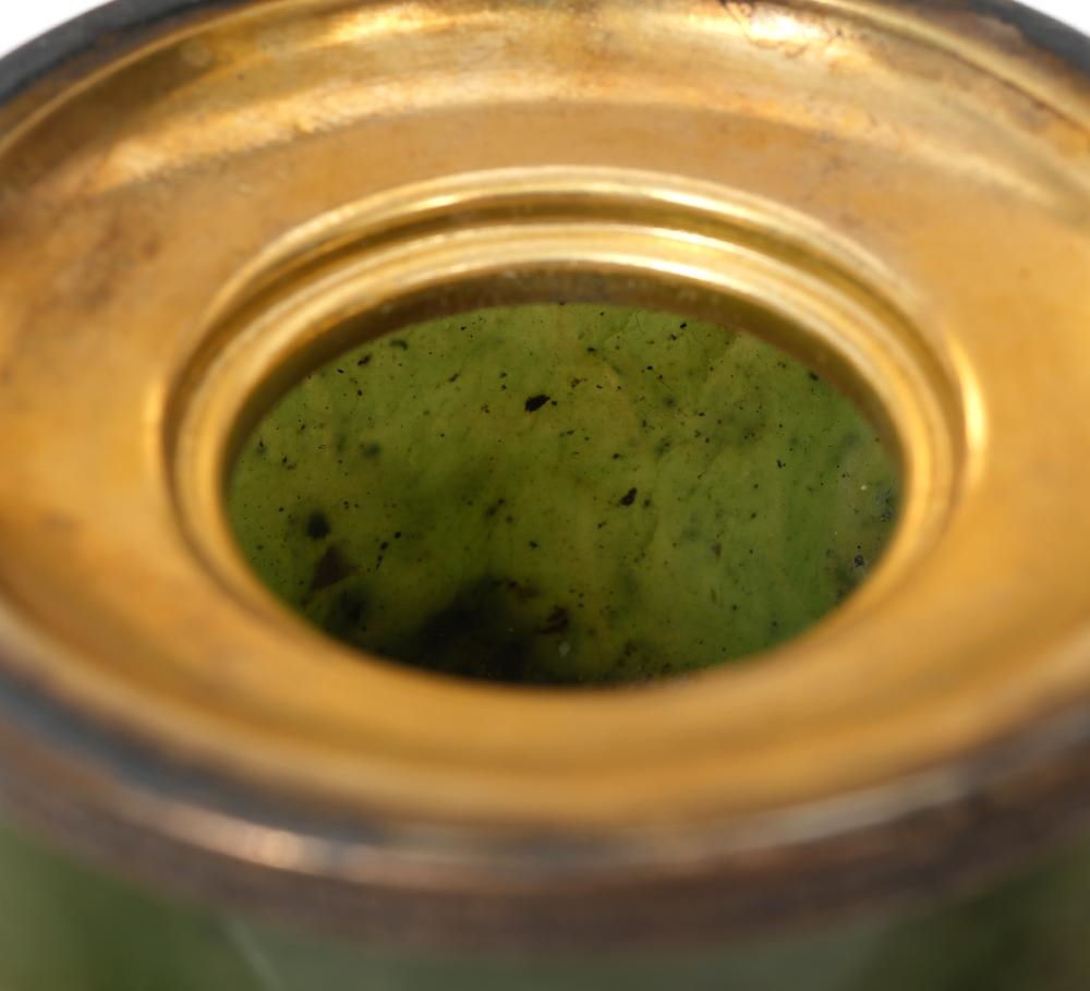 Artwork by Edward I. Farmer, Edward Farmer Sterling and Jade Inkwell, Made of Sterling, jade and stone