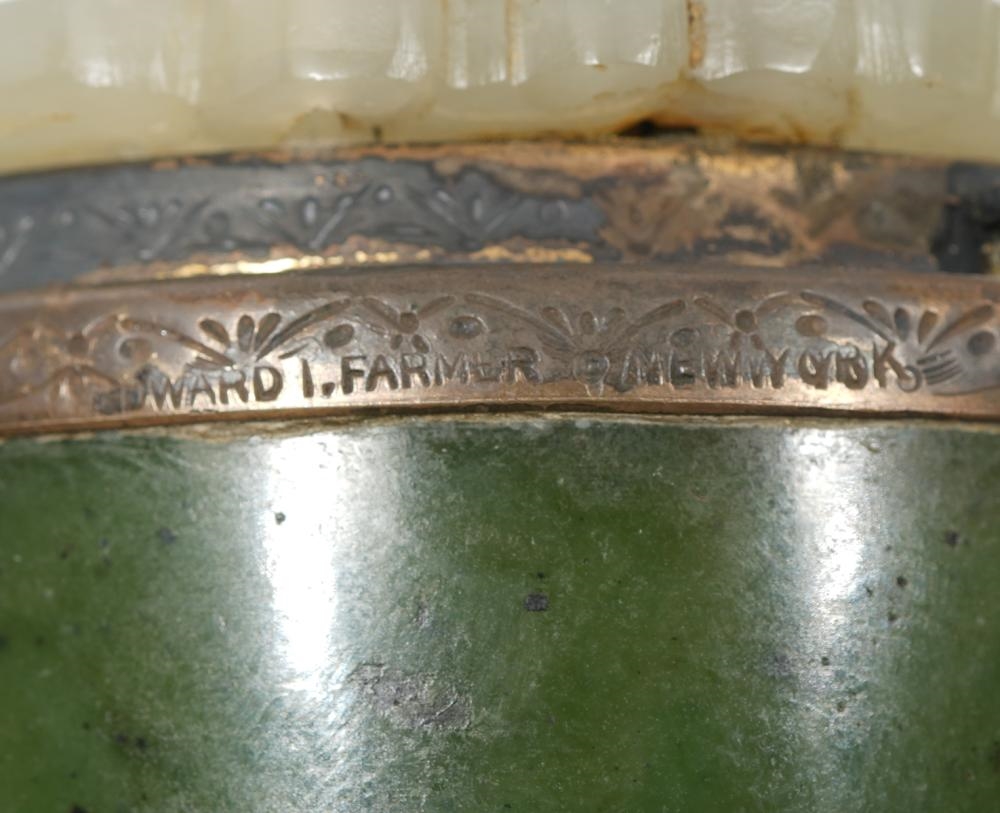 Artwork by Edward I. Farmer, Edward Farmer Sterling and Jade Inkwell, Made of Sterling, jade and stone