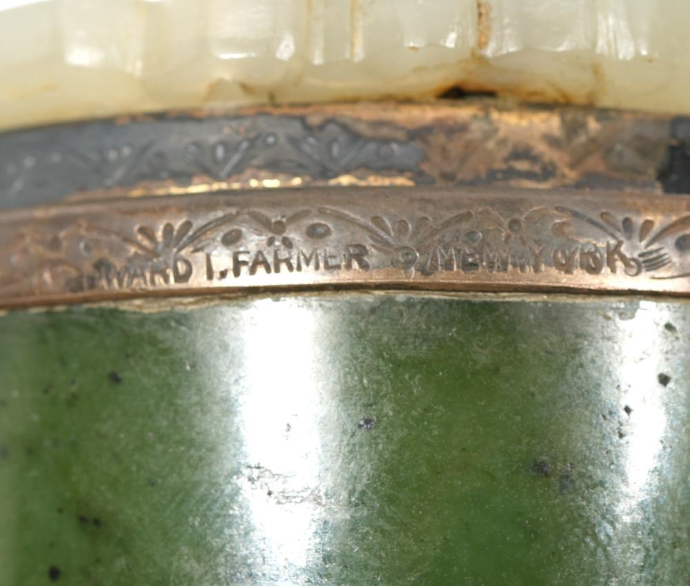 Artwork by Edward I. Farmer, Edward Farmer Sterling and Jade Inkwell, Made of Sterling, jade and stone
