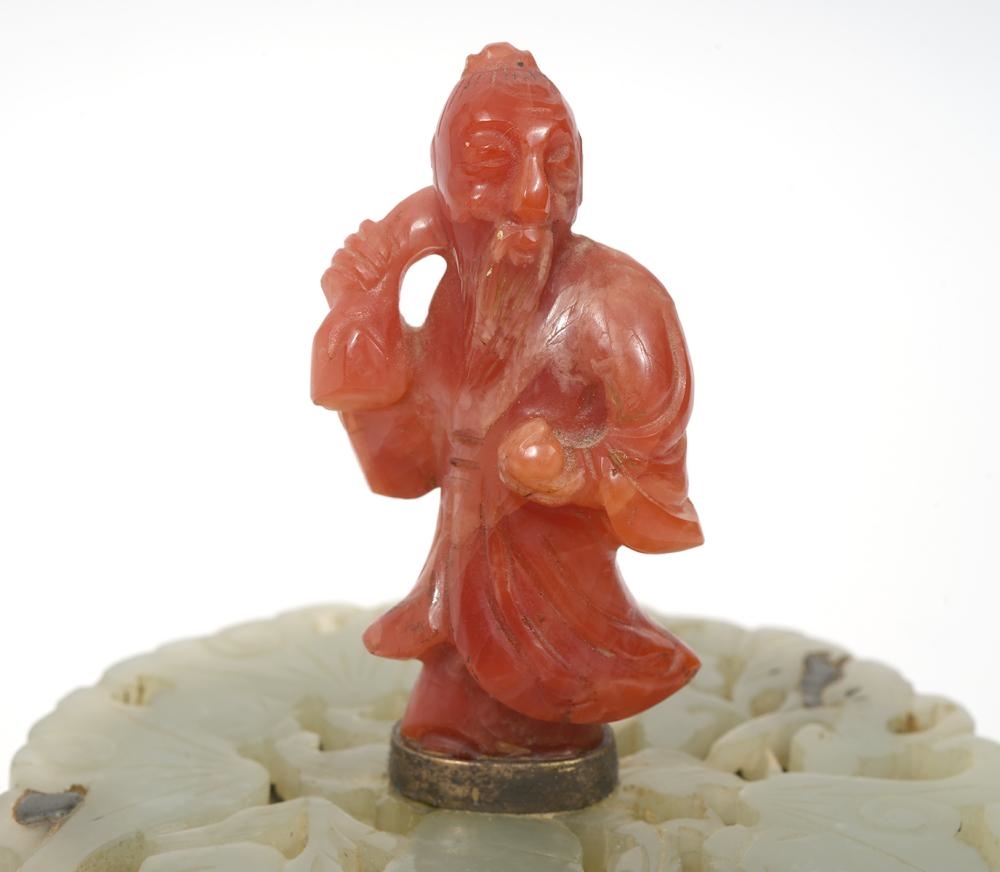 Artwork by Edward I. Farmer, Edward Farmer Sterling and Jade Inkwell, Made of Sterling, jade and stone