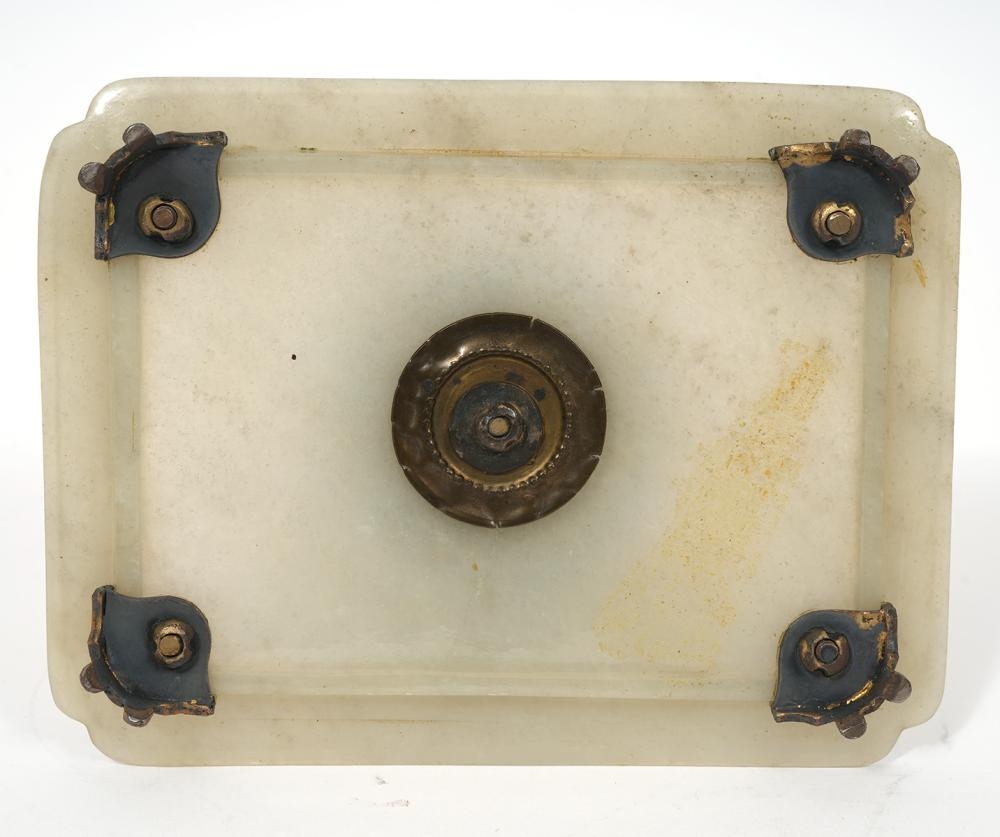 Artwork by Edward I. Farmer, Edward Farmer Sterling and Jade Inkwell, Made of Sterling, jade and stone