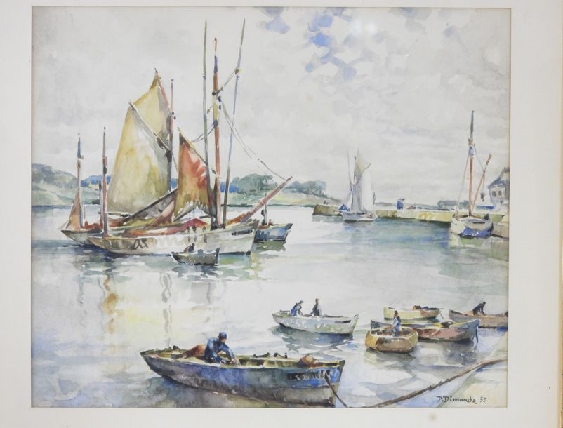 Artwork by Pierre Jean Dimanche, Port, Made of Watercolor