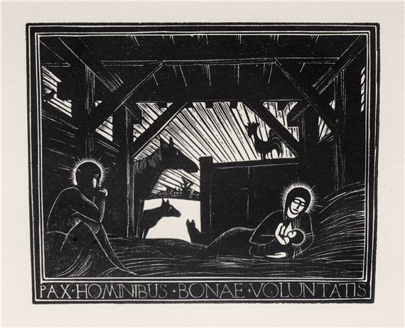 Eric Gill - Christmas Gifts: Dawn | wood engraving by Eric Gill, 1924