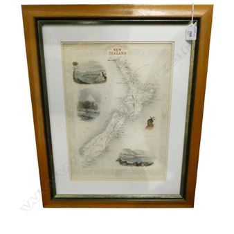 ANTIQUE MAP OF NZ; JOHN TALLIS & CO. 1851 365x255mm - John Tallis
