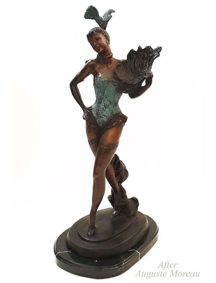 Auguste Moreau | Fan Dancer, A Post Auguste Moreau Bronze Figurine ...