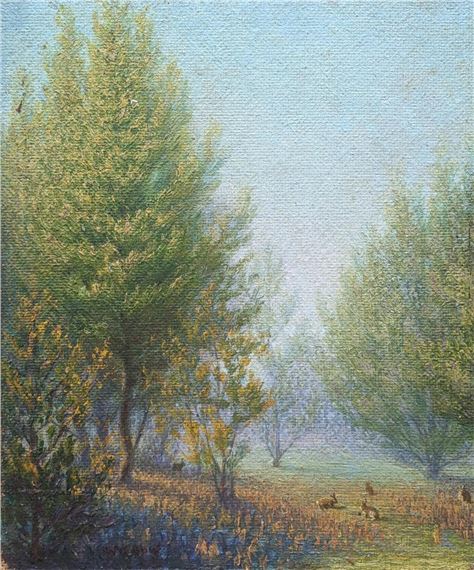 Rabbits In A Forest by Clive Wilbow, c.1940