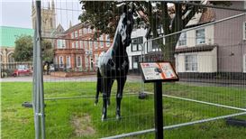 Leaning Horse Fenced in on New Sculpture Trail
