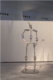 Ryan Gander Extraordinary Installation, an Intrigued Human Armature Made up of Stainless Steel, Brass, Aluminium and Plastic