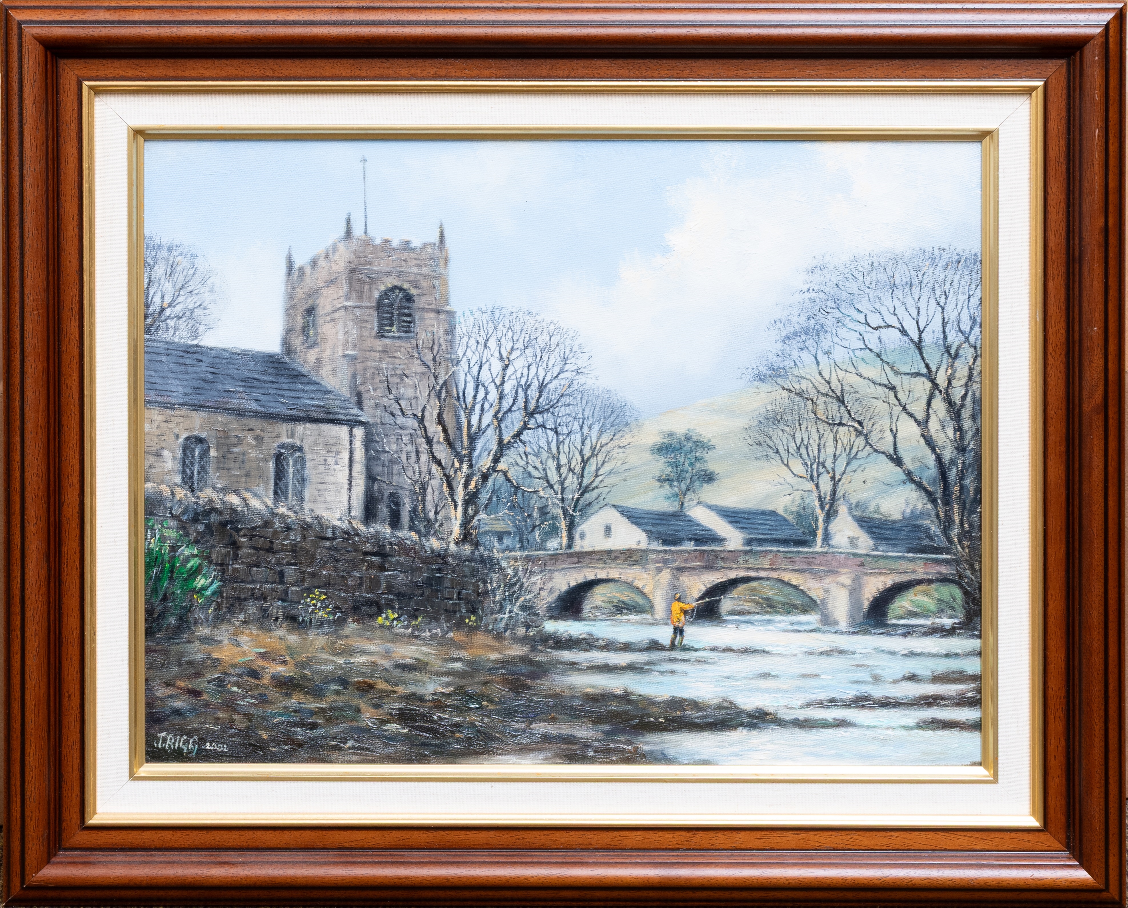 Jack Rigg | Fisherman on the river, below the church (2002) | MutualArt