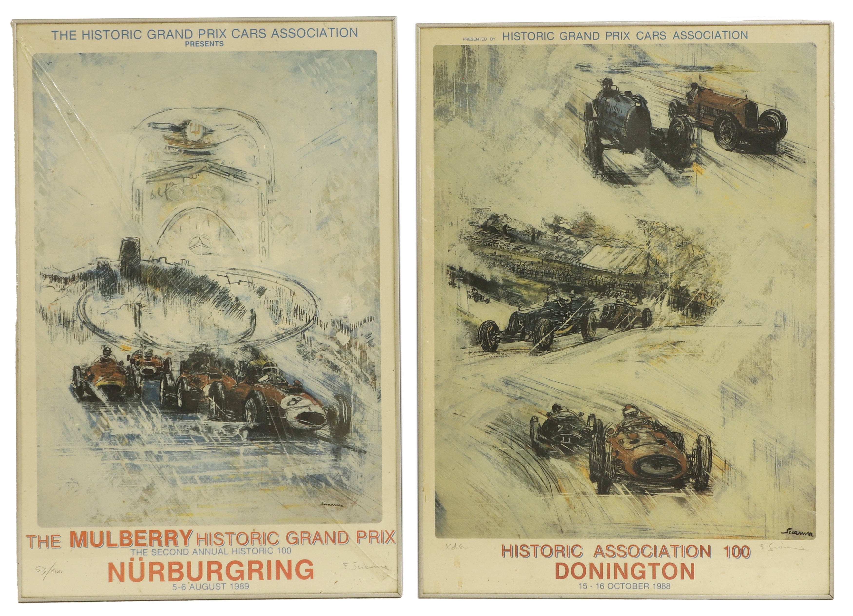 Artwork by Francesco Scianna, Historic Grand Prix Drivers' Association: Donington 100 Race Meeting 1988, Made of chromolithographic poster