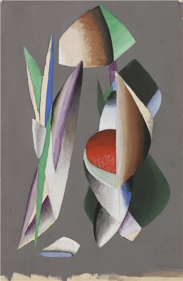 Composition abstraite sur fond gris