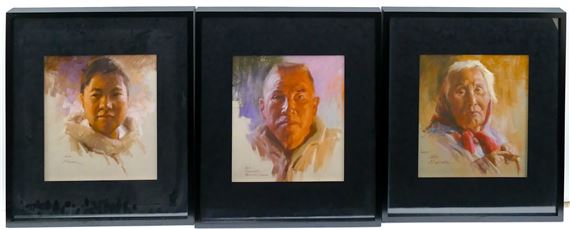 3pc Ned Allen Mueller Portraits Pastel on Paper by Ned Allen Mueller (washington 20th/21st Cent.)