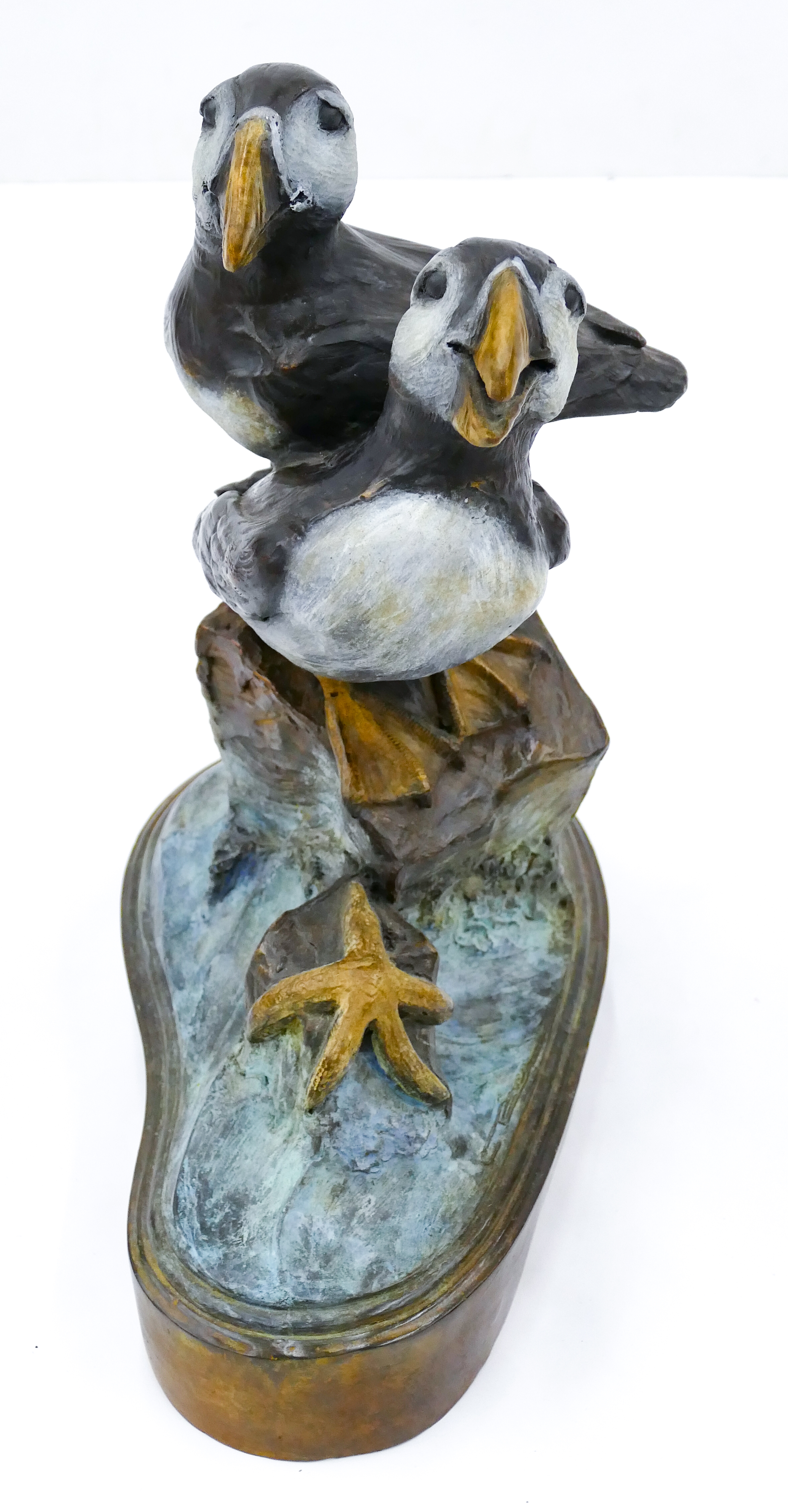 Artwork by Christopher Wayne Bell, Puffins, Made of Bronze