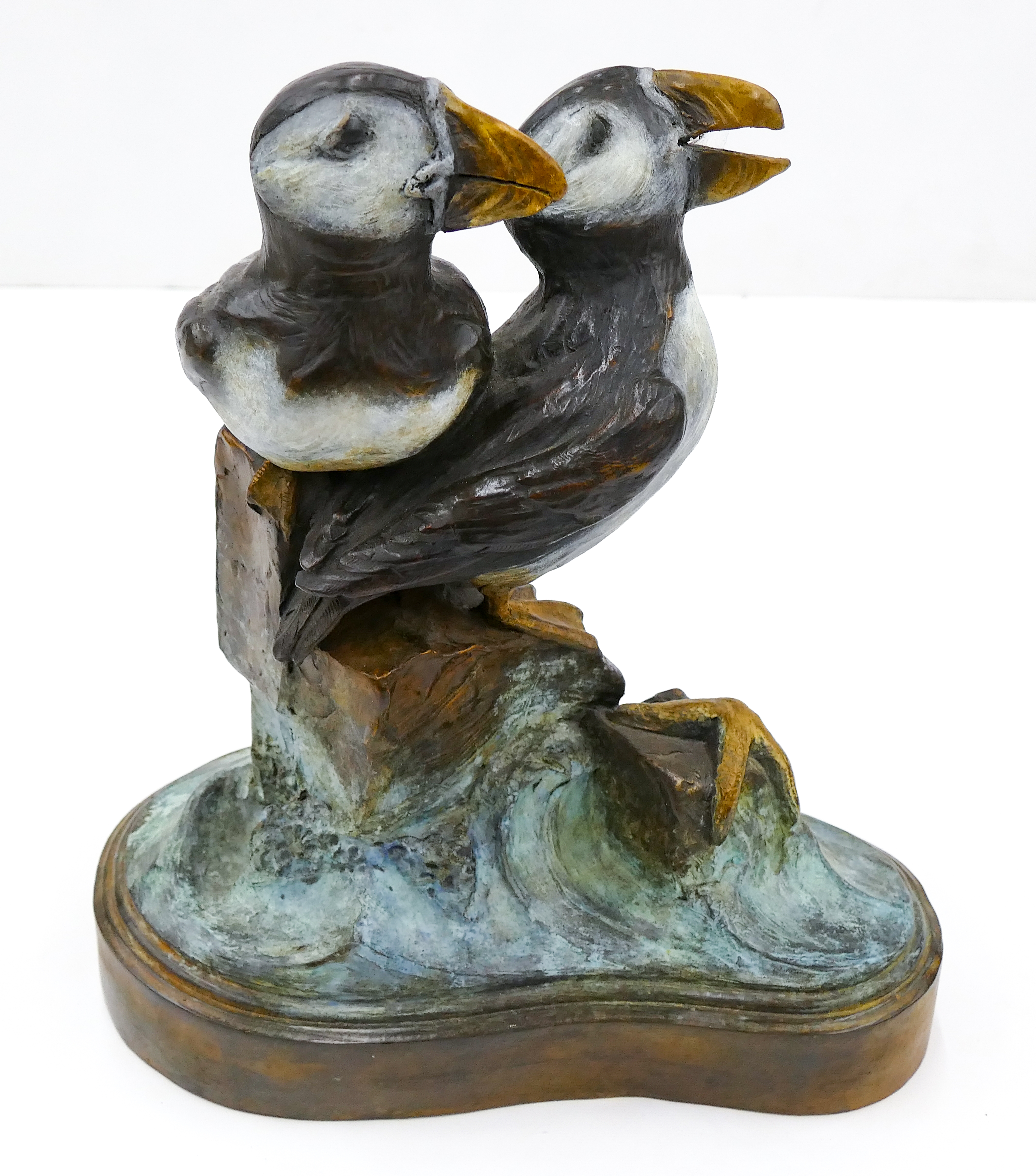 Artwork by Christopher Wayne Bell, Puffins, Made of Bronze