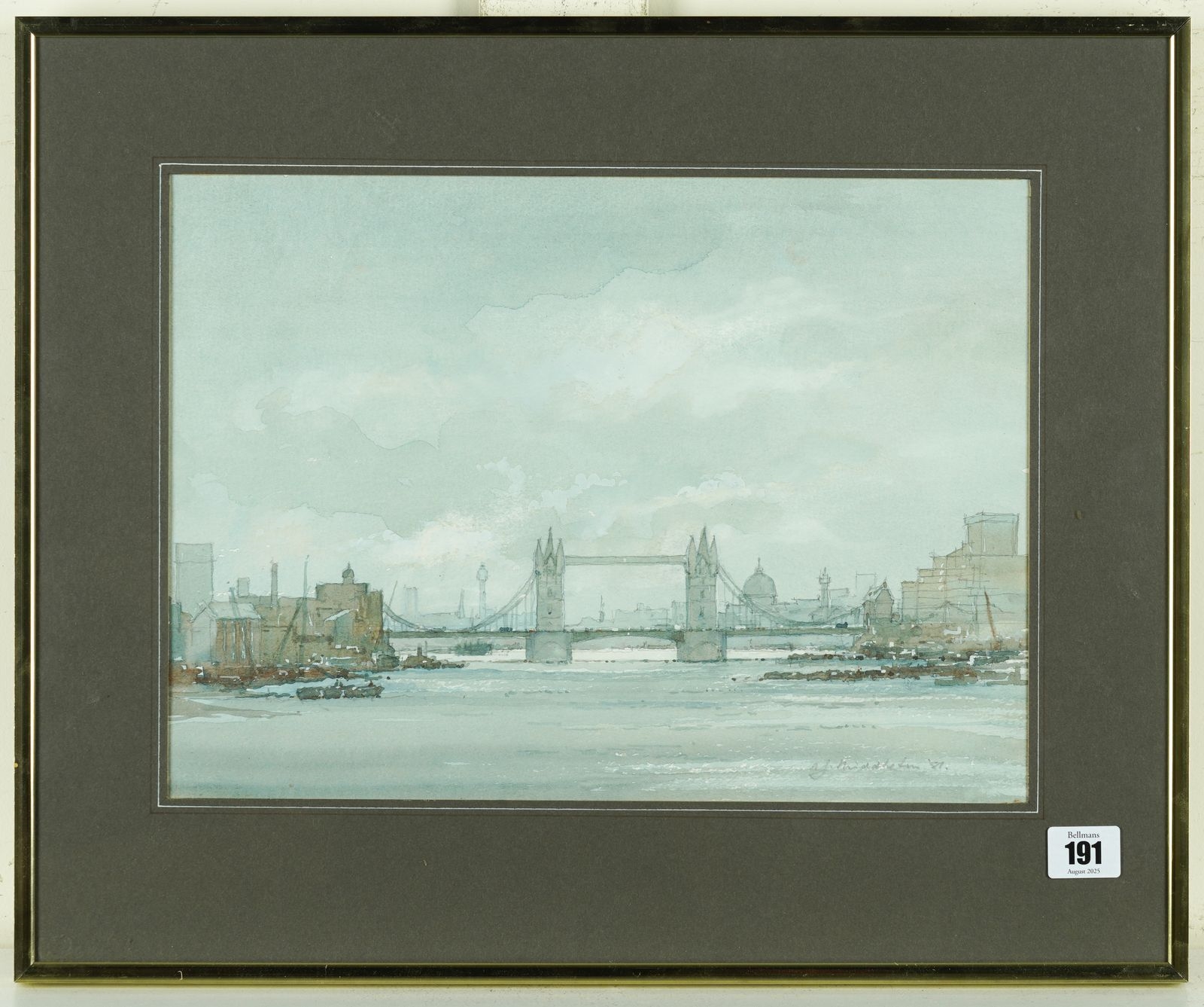 Artwork by Alan James Middleton, Tower Bridge, Made of watercolour heightened with white