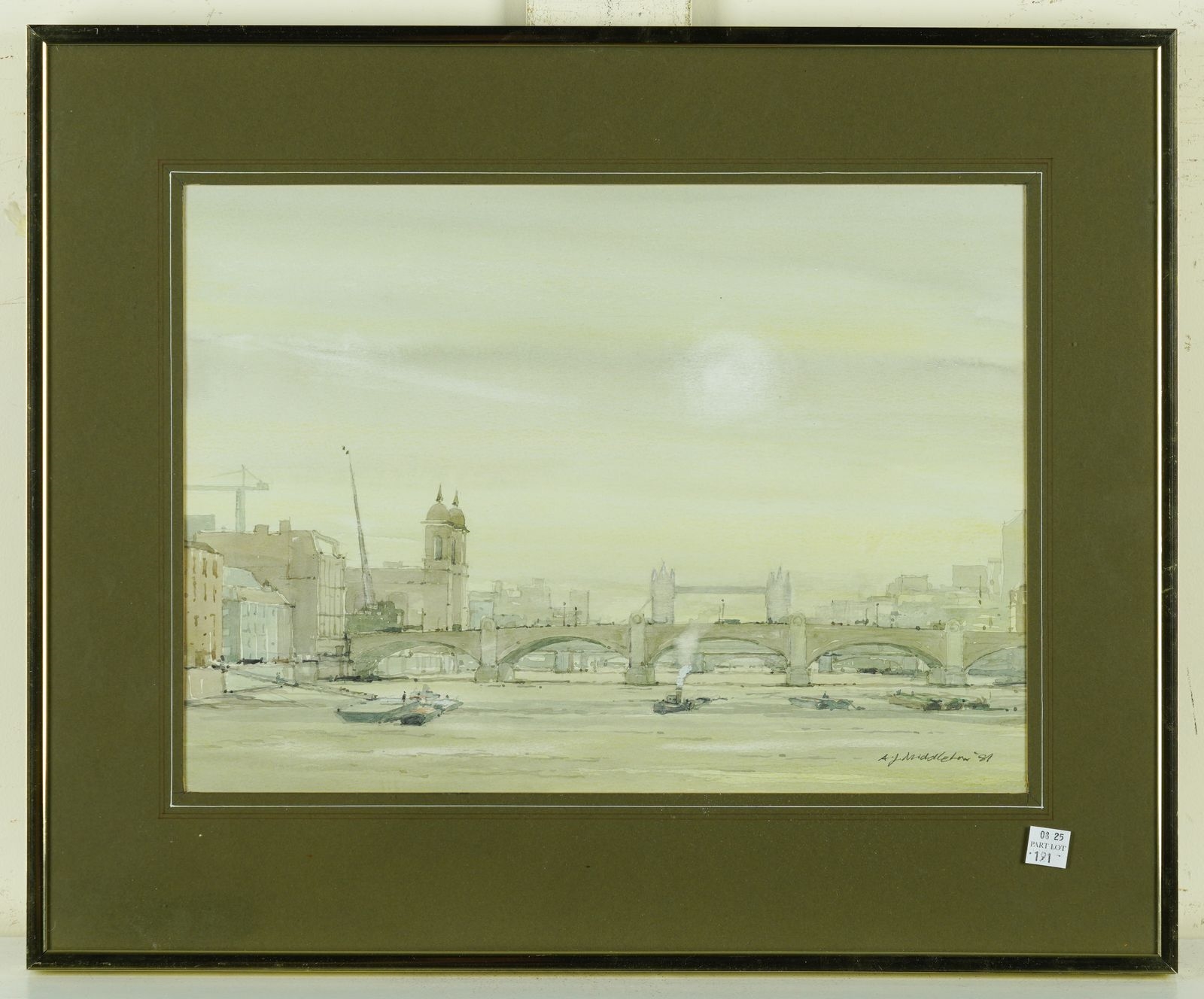 Artwork by Alan James Middleton, Tower Bridge, Made of watercolour heightened with white