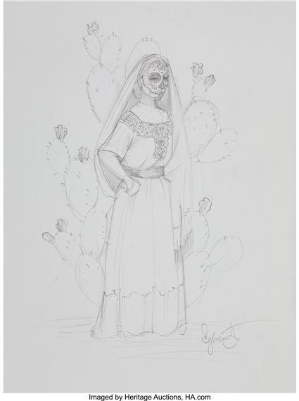 Woman by Cactus Sketch by Sylvia Ji