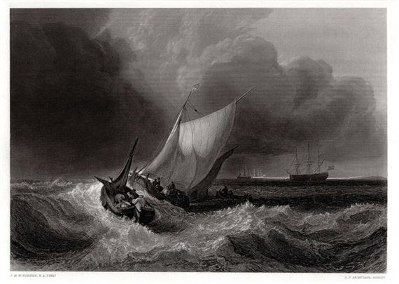 Dutch Boats in a Gale (The Bridgewater Sea Piece by Joseph Mallord William Turner, 1862