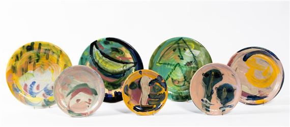 A suite of seven plates and platters - Deborah Halpern