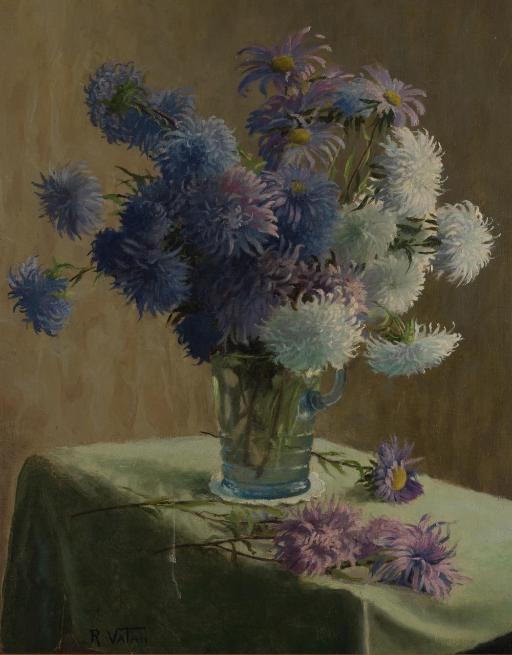 Artwork by Raoul Vatan, Blue and White Asters, Made of oil on canvas