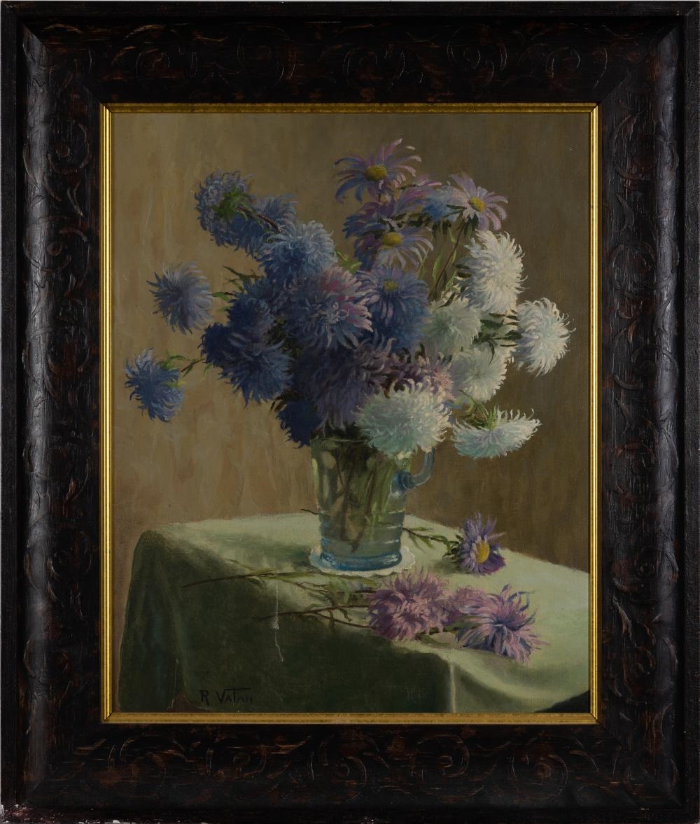 Artwork by Raoul Vatan, Blue and White Asters, Made of oil on canvas