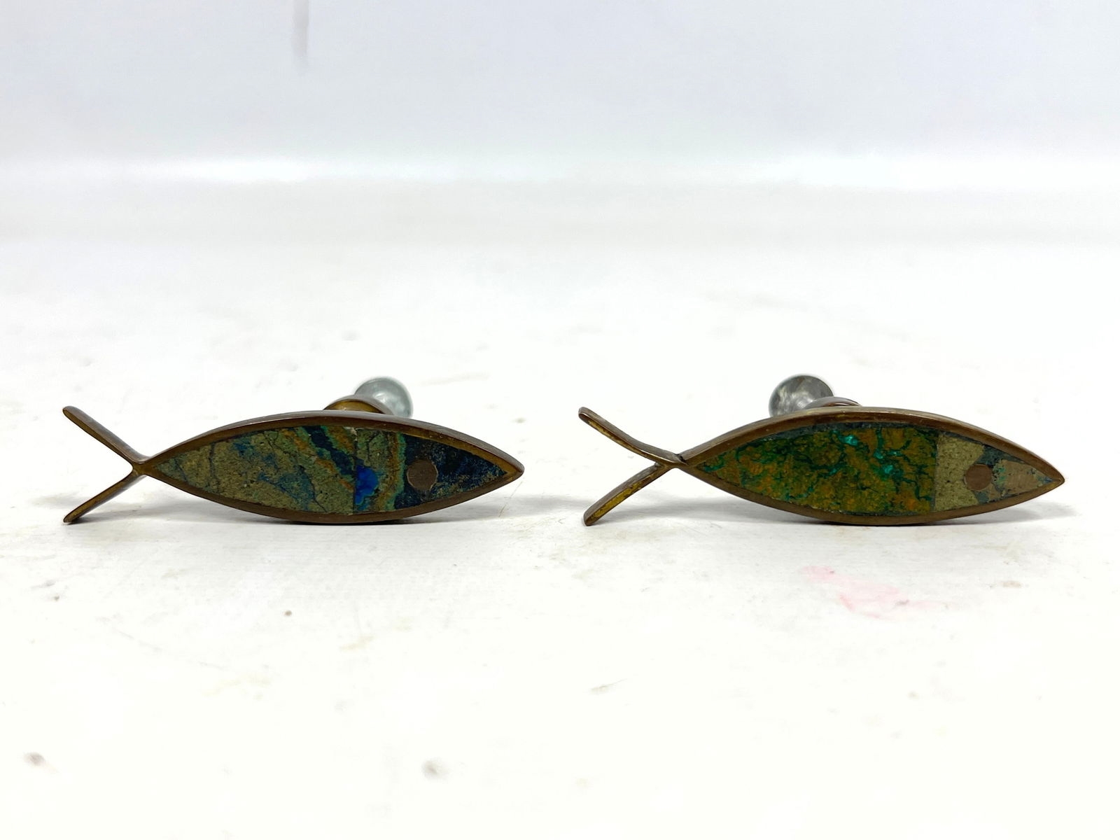 Artwork by Los Castillo, 10pc LOS CASTILLO Inlaid Brass Drawer Pulls Handles, Made of Brass