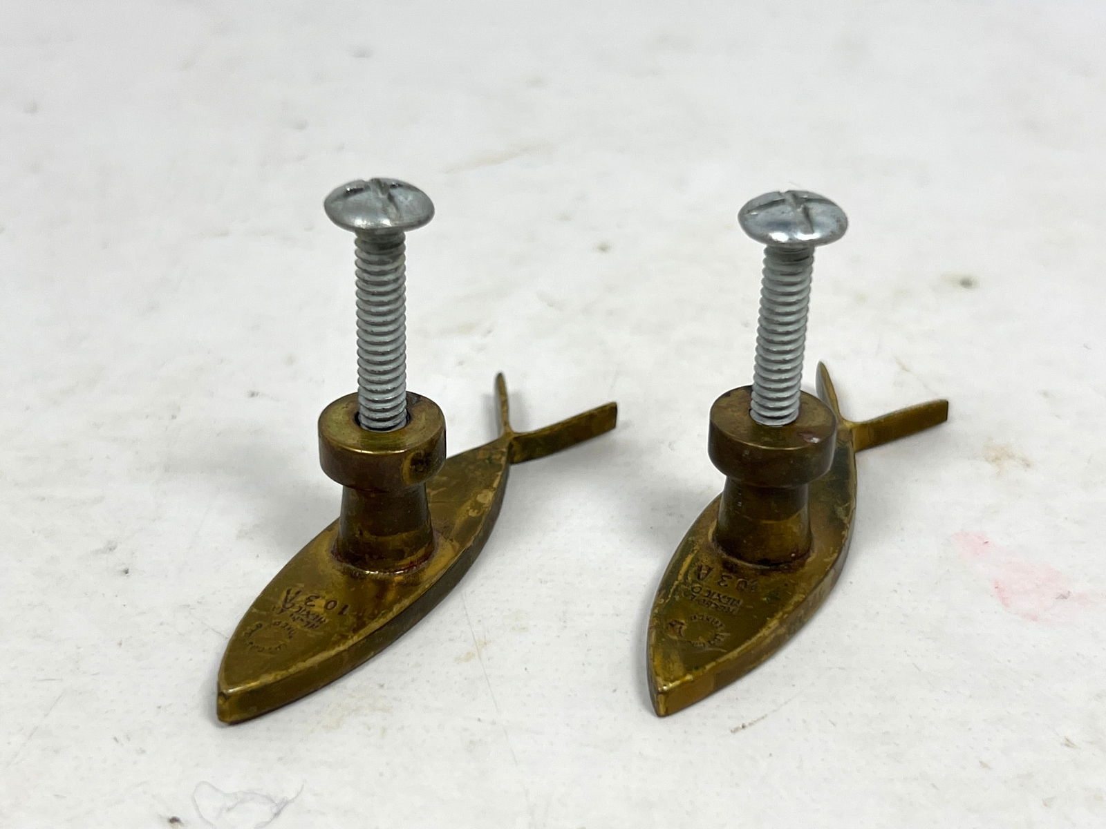 Artwork by Los Castillo, 10pc LOS CASTILLO Inlaid Brass Drawer Pulls Handles, Made of Brass