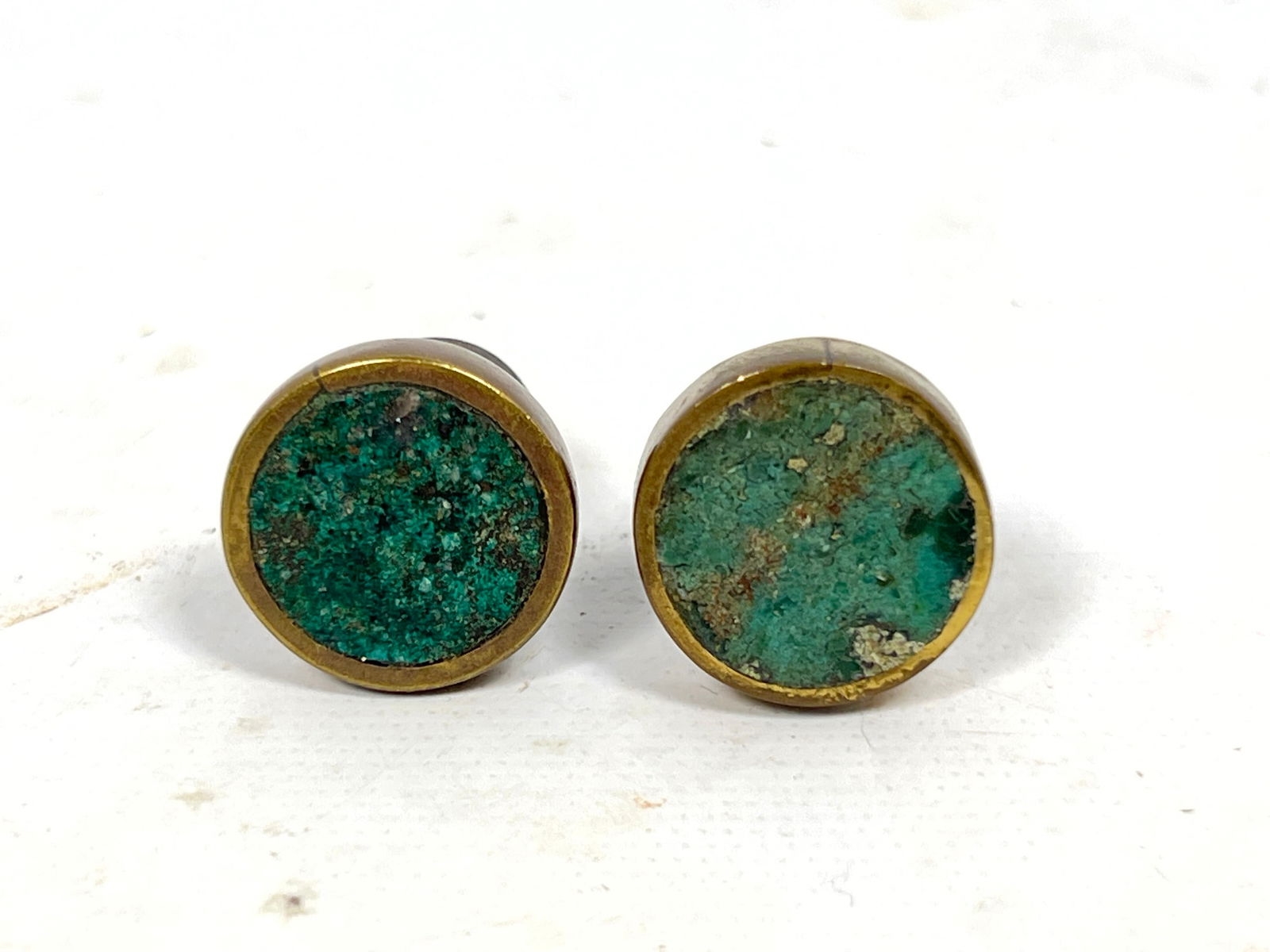 Artwork by Los Castillo, 10pc LOS CASTILLO Inlaid Brass Drawer Pulls Handles, Made of Brass