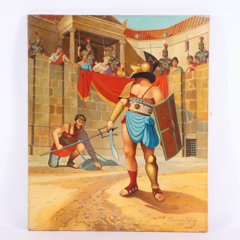 Artwork by Vladimir Stekly, Roman Gladiator, Made of oil on canvas