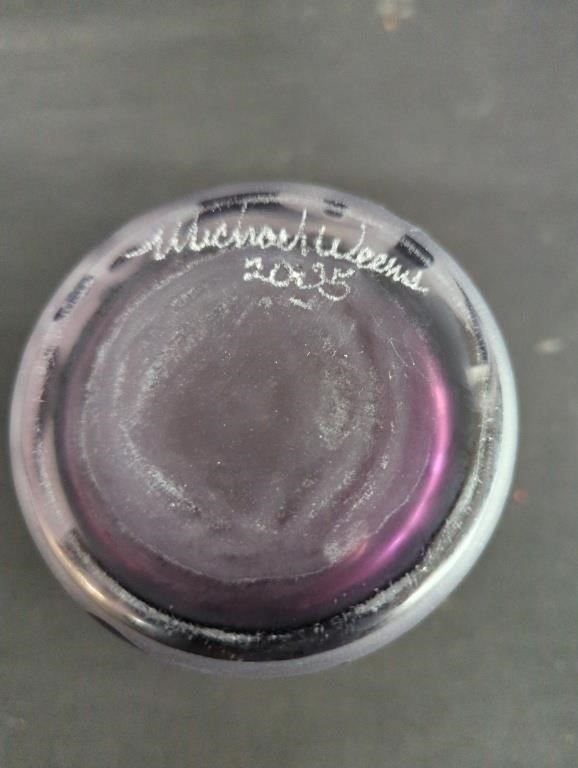 Michael Weems | Signed Michael Weems purple etched glass | MutualArt