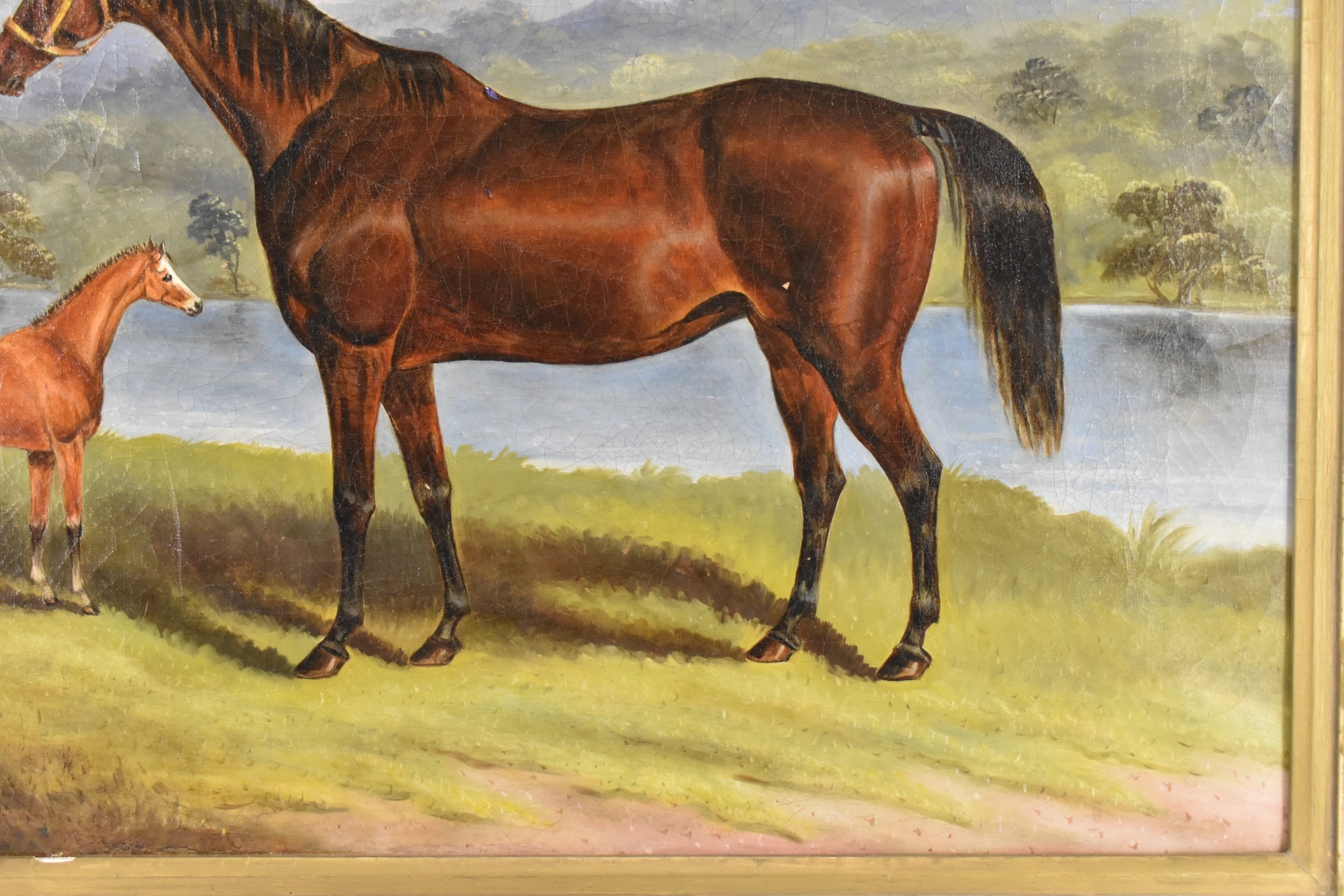 Artwork by Samuel Spode, An oil on canvas depicting a mare and foal in a landscape, Made of Oil on canvas