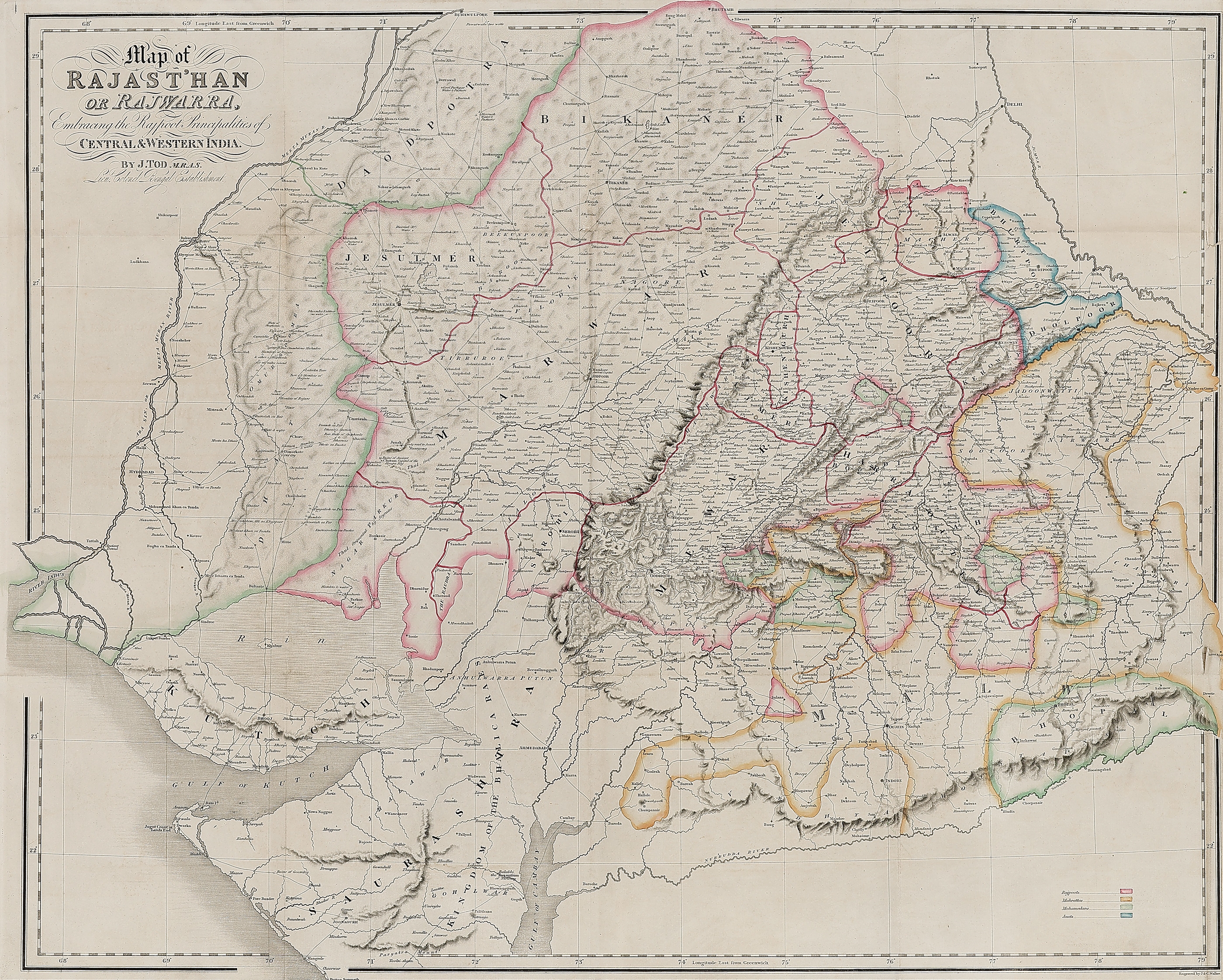 Lieutenant Colonel James Tod | Map of RAJASTHAN or RAJWARRA, Embracing ...