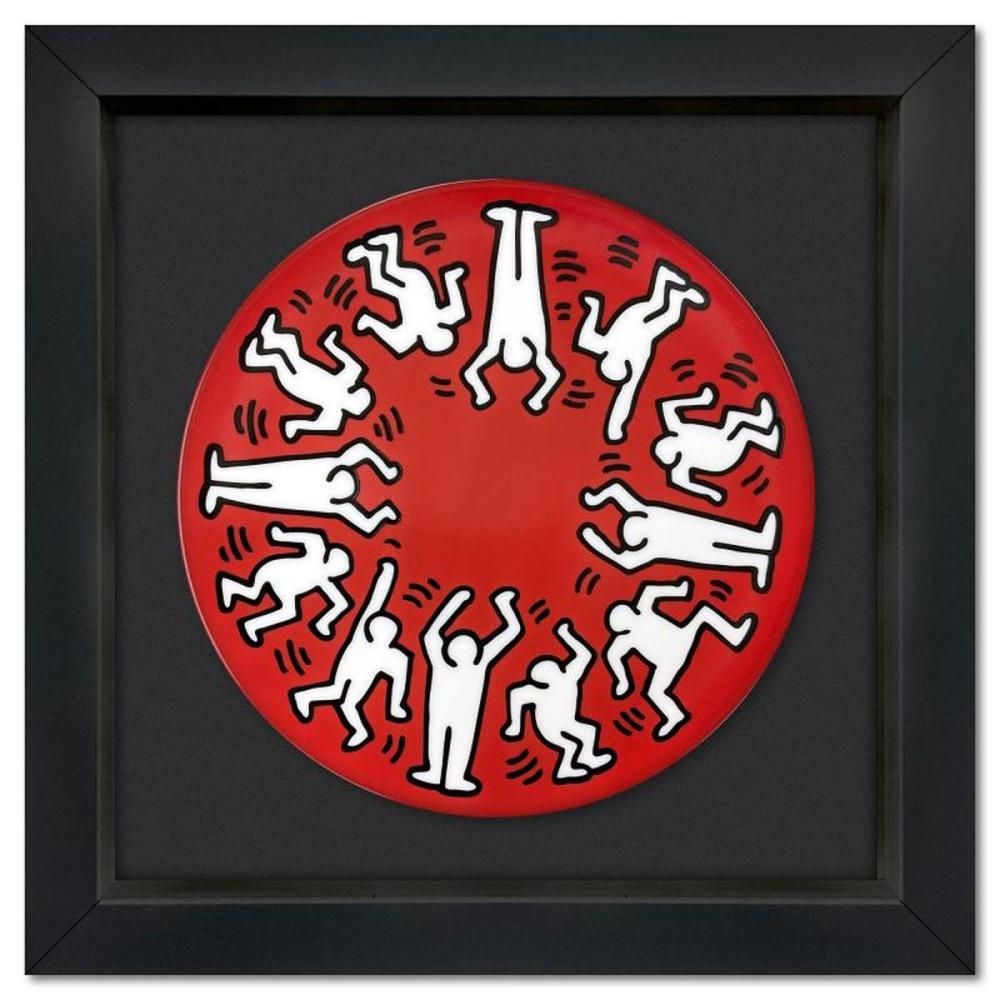 Artwork by Keith Haring, White on Red, Made of Limoges Porcelain
