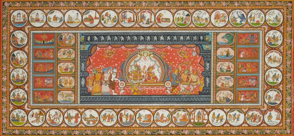 Artwork by South Indian School, 20th Century, A South Indian painting depicting the story of the Ramayana, Made of Gouache on canvas