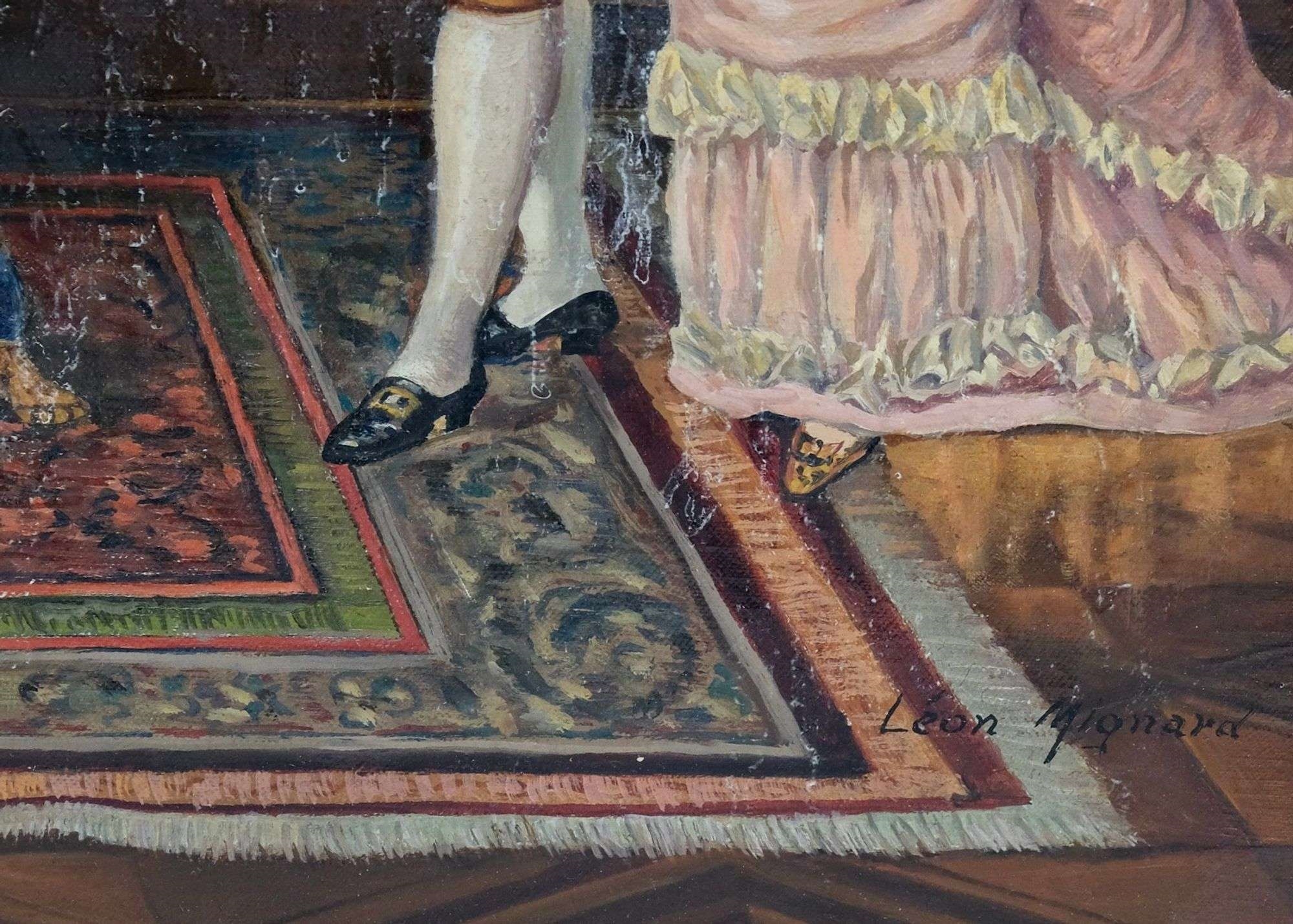 Artwork by Leon Mignard, Figures in a Salon, Made of oil on canvas