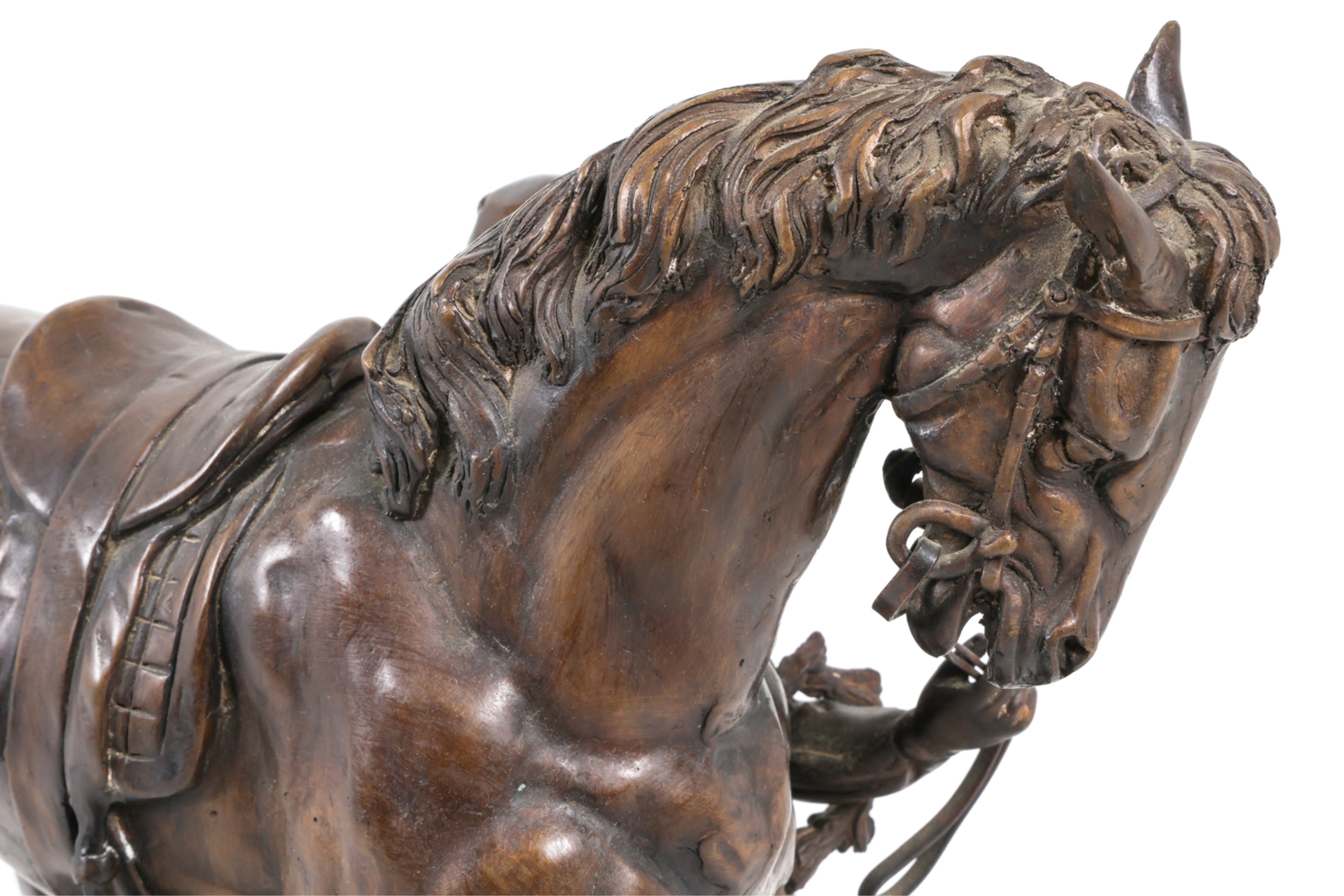 Edgar Bertram | Bronze figure sculpture of jockey standing beside ...