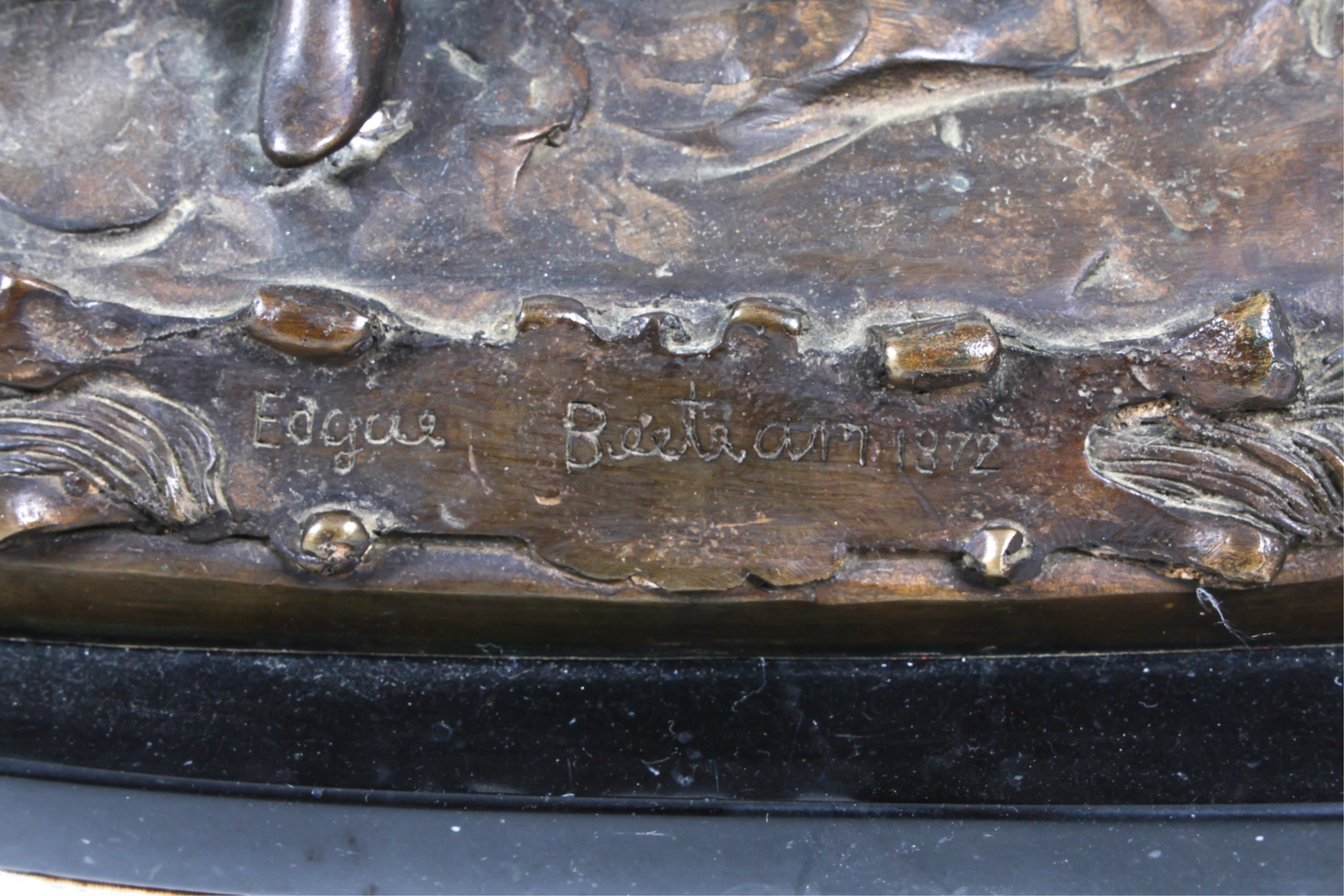 Edgar Bertram | Bronze figure sculpture of jockey standing beside ...